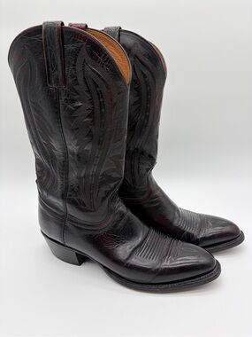 Lucchese 2000 Western Cowboy Boots Black Cherry Leather T3012R4 Size 11D